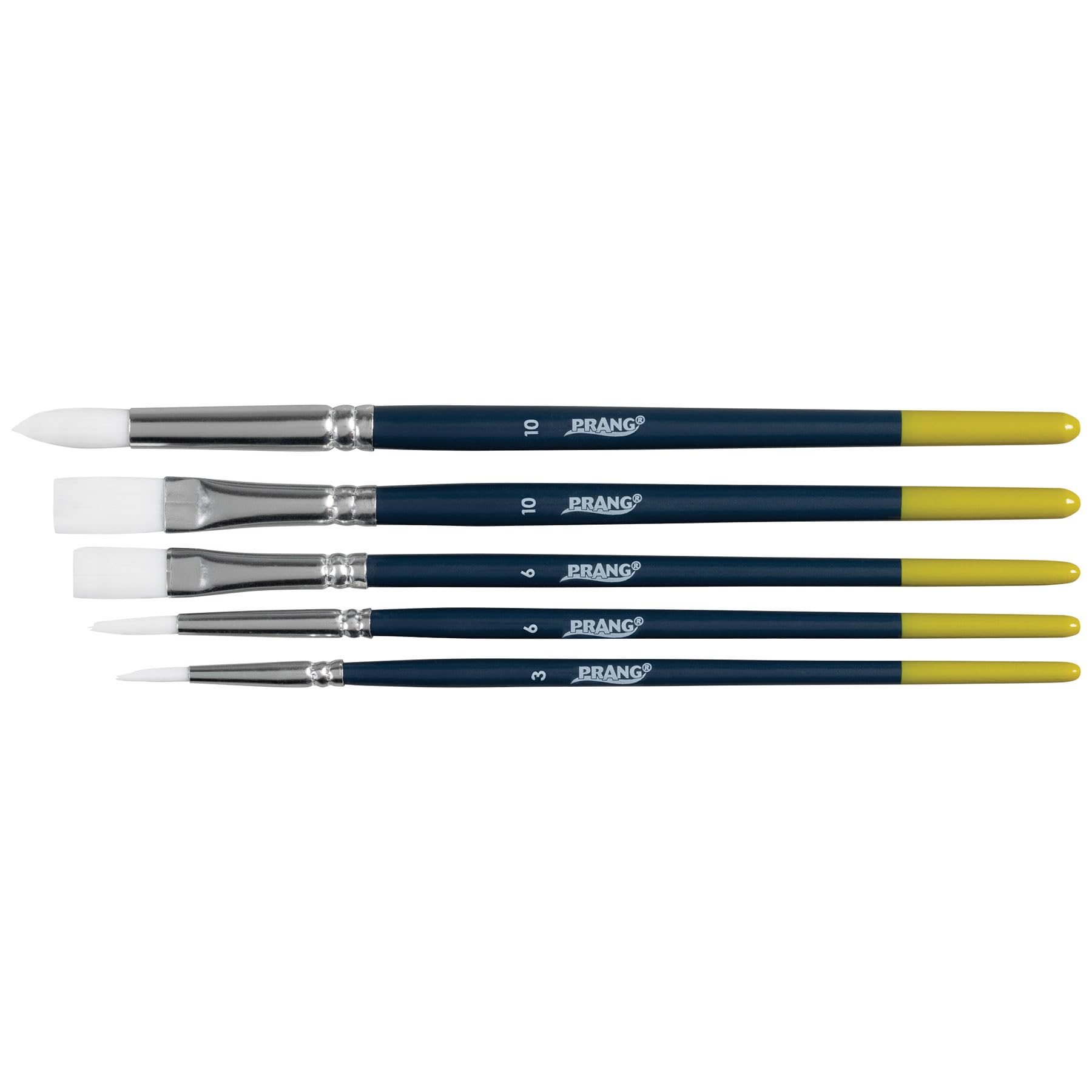Prang Hobby Five-Brush Set, Assorted Sizes, Natural Hair, Flat; Round Profiles, 5/set - Image 3